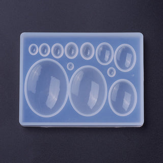 Silicone Cabochon Molds, Resin Casting Molds, For UV Resin, Epoxy Resin Jewelry Making, Oval, White, 86x66x10mm, Inner Size: 3~38x2~28mm.  Sold Individually.