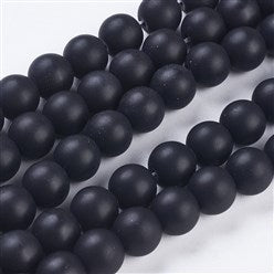 Black Stone (Frosted)  10mm Size Rounds.  (Approx 40 Beads)