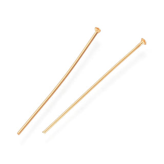 304 Stainless Steel Flat Head Pins, Real 16K Gold Plated, 50x0.7mm.  (Packed 25 Pins)