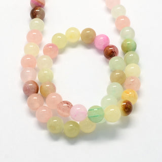 Natural Dyed Yellow Jade, Round, Soft Shades, 8mm, Hole: 1mm; about 50pcs/strand, 15.7"
