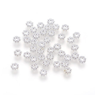 Daisy Spacer (200 Spacers) 4 x 1mm.  (Hole 1mm).  Bright Silvertone.
