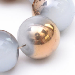 Glass Beads (Half Plated Copper Color), Round,  Hole: 1mm.  (See Drop Down for Size Options)