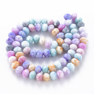 Crystal (Chinese) *Faceted Rondelle  (Soft Opaque Colors-"Stone Look Like" Mixed)   6 x 4mm.   Approx 80 Beads