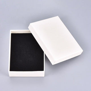 Cardboard Gift Box Jewelry Boxes, for Necklace, Earrings, with Black Sponge Inside, Rectangle, White, 9.2x7x2.7cm