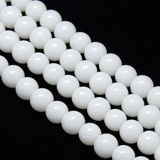 Glass Beads (White Opaque) Round.  See Drop Down for Size Options