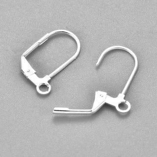 304 Stainless Steel Earrings, Leverback Earring Findings, with Loop, Silver, 18x12x1.5mm, Hole: 2mm, Pin: 0.8mm.  (Packed 10 Earwires)