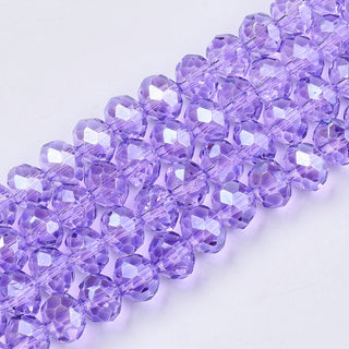 Crystal (Chinese) *Pearl Luster Plated.  Lilac.  3 x 2.5 mm. (Hole .9mm)   Approx 139 Beads on an 18" Strand.