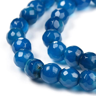 Agate (6 mm Size Faceted Rounds) Agate in Blue  (16" strand).  Approx 60 Beads.