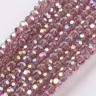 Electroplate Glass Beads Strands, AB Color Plated, Faceted Round, Medium Purple, (3mm). Hole: 1mm, about 100pcs/strand