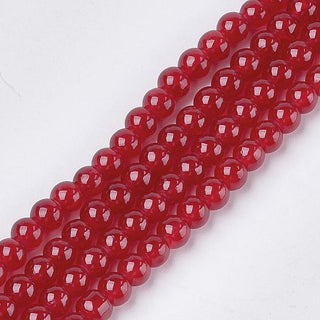 Glass  Rounds *Deep Shiny Jelly Looking Red!   Rounds 6mm (16" Strand approx 60 beads)