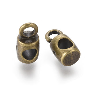 Tibetan Style Hangers, Bail Beads, Cuboid, Antique Bronze, 12x6x7mm.   (Packed 20 Bails)