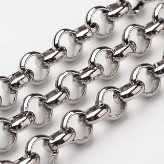 303 Stainless Steel Rolo Cross Chain. 6 x 2 mm.   *Sold by the Foot