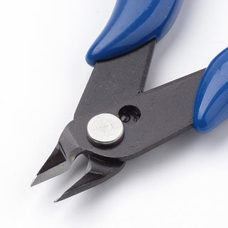 45# Carbon Steel Jewelry Flush/ Side Cutter Plier,  MediumBlue, 130x52x12mm