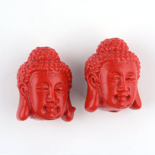 Buddha Bead. Replica "Cinnabar" Bead, FireBrick, 18x14.5x13.5mm, Hole: 2mm.  Sold Individually.