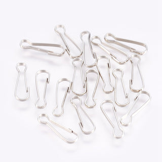 Iron Keychain Clasp Findings, Snap Clasps, Platinum, 13.5x4x1mm.  (Packed 25)