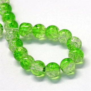 Glass (Crackle) Rounds *Green and Clear.   Rounds 6mm (approx 60 Beads)