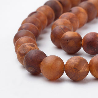 Natural & Dyed Agate Beads Strands, Frosted Style, Round, Chocolate, 8mm, Hole: 1mm; about 49pcs/16.3''