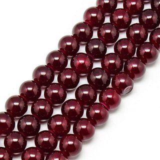 Glass  Rounds *Deep Shiny Delicious Red!   Rounds 8mm (16" Strand approx 50 beads)