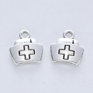 Charm.  Nurse Cap, Antique Silver, 13x12x3mm, Hole: 1.8mm; about 410pcs/500g(See Drop Down for Package Options)