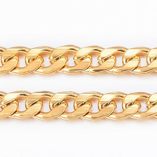 Vacuum Plating 304 Stainless Steel Curb Chains, Twisted Chains, Faceted, Golden, 5.5x3.8x1mm;