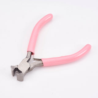 45# Carbon Steel Jewelry Pliers, End Cutting Pliers/End Nipper Pliers, Polishing, Pink, 9.5x7.6x0.9cm