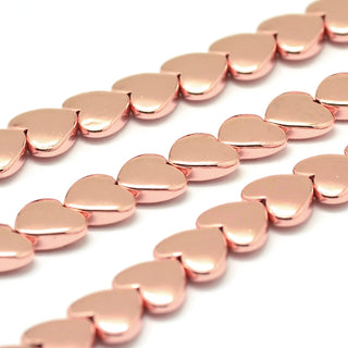 Electroplated Non-Magnetic Hematite Beads Strands, Heart, Rose Gold Plated, 7x8x3mm, Hole: 1mm; *Approx 60 Beads.