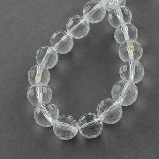 Transparent Glass Bead Strands, Faceted, Round, Clear, 12mm, Hole: 2mm, about 50 beads,