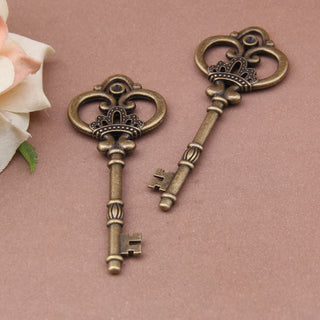 Skeleton Key (Crown) Charm/ Focal.  (Large.  82 x 32mm).  Antique Bronze Color.  *Sold Individually.