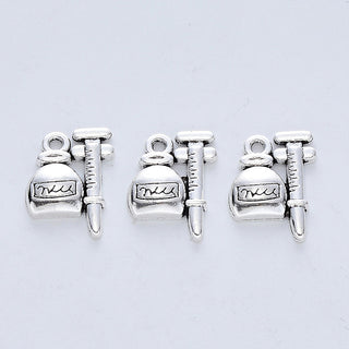 Charm:  Syringe/ Medicine. Medical Items, Antique Silver Size: about 18mm long, 13mm wide, 3mm thick, hole: 1.6mm;
