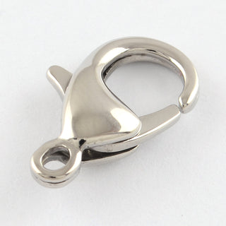 316 Surgical Stainless Steel Lobster Claw Clasps, Stainless Steel Color, 19x12x5mm, Hole: 3mm *(Packed 2)
