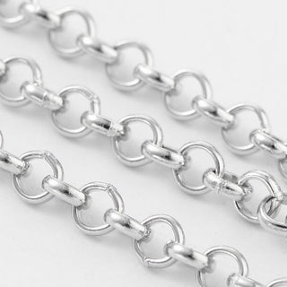 Iron Rolo Belcher Chain. (Platinum Color).  4mm.   *Sold by the Foot