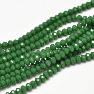 Crystal (Chinese) *Faceted Rondelle  (GREEN)   4 x 3mm.   Approx 145 Beads on an 18" Strand.
