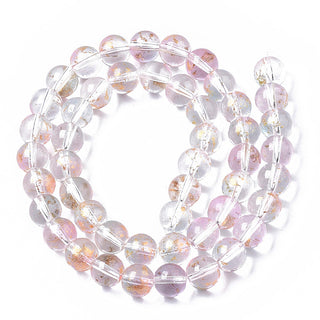 Glass Rounds *Lavender Blush with Gold Foil Splatter. Round  (8mm) *Approx 50 Beads.