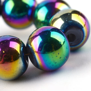 Electroplated Glass Round.  4mm.   Vibrant Multicolor.  *Approx 200 Beads.