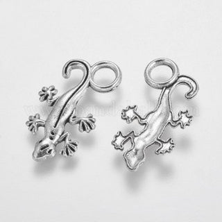 Wall Gecko *Charm. Antique Silver, 22x12x3mm, Hole: 1.5mm