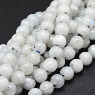 Moonstone w/ Tourmaline *Natural- (8mm.  Approx 50 Beads)