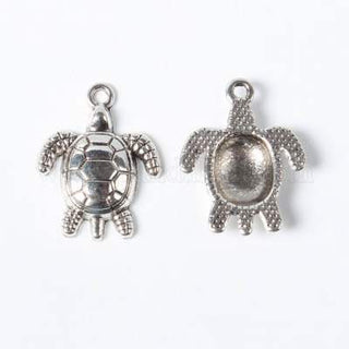 Sea Turtle *Charm. Antique Silver, 23x18x4mm, Hole: 1.5mm