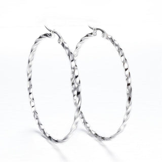 304 Stainless Steel Big Hoop Earrings, Hypoallergenic Earrings, Twisted Hoop Style, See Drop Down for Size Options.