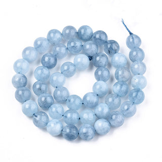 Blue Quartz Crystal  ( 8mm Rounds).  16" Strand (approx 48 Beads)