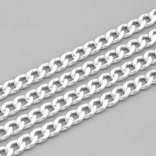 304 Stainless Steel Curb Chains, Twisted Chains, Silver Color Plated, 7 x 4.5 x1.2mm; (Sold by the Foot)