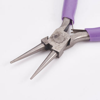 45# Carbon Steel Round Nose Pliers, Lilac Handles, 12x8x0.9cm.