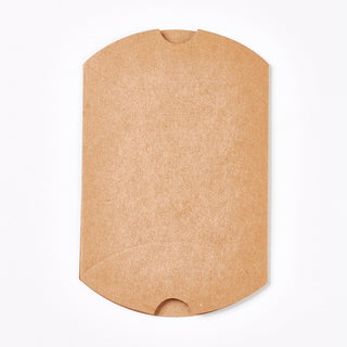 Paper Pillow Gift Boxes,  Kraft Natural, Size: about 10.5cm wide, 9cm long, 3.5cm high; unfold: 8.95x14x0.8cm. (Packed 10 Boxes)