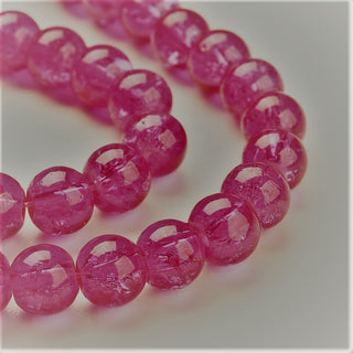 Glass (Crackle) Rounds *Fuchsia.   Rounds 6 mm.   (Approx 60 Beads)