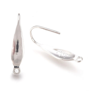 316 Surgical Stainless Steel Earring Hooks, Ear Wire, Silver, 20x4.5x1mm, Hole: 1.2mm, pin: 0.8mm  (Packed 10 Earwires)