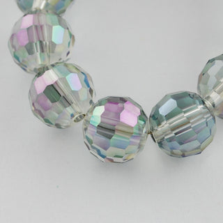 Electroplate Glass Bead Strands, Rainbow Color Plated, Faceted, Round, 8mm, Hole: 1mm, about 72pcs/strand, 21.8inches