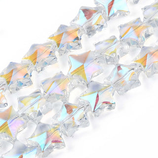 Electroplate Glass Beads Strand, Star, Clear AB, 11.5~12.5x13x7mm, Hole: 1mm, Approx 55 Beads.