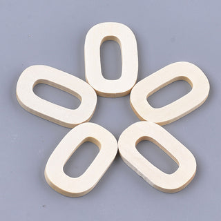 Wood Oval "Linking" Rings, Undyed, Oval, Floral White, 35.5x23x4mm, Hole: 9.5x21.5mm.  (Packed 20 Pieces)