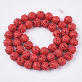 Lava Rounds (Rich Red) 8mm (approx 53 Beads) *16 inch strand