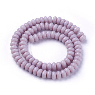Opaque Solid Color Glass Beads Strands, Rondelle, Lavender, 8x 4mm, Hole: 1.5mm, *Approx 90 Beads.