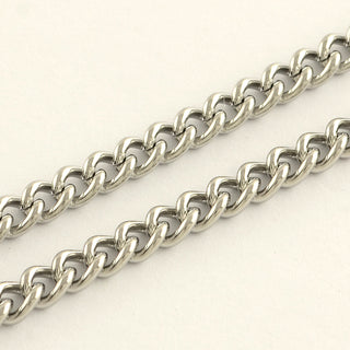 304 Stainless Steel Curb Chains, 6x4x1mm.  Sold by the Foot.